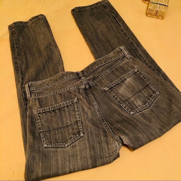 Lands' End Canvas Jeans Men's Grey Slim Fit  W 34  L 32 1963 Distressed Denim - Picture 13 of 15